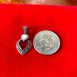 Sterling silver 925 heart dangle pendant for necklace whimsy cutesy romantic